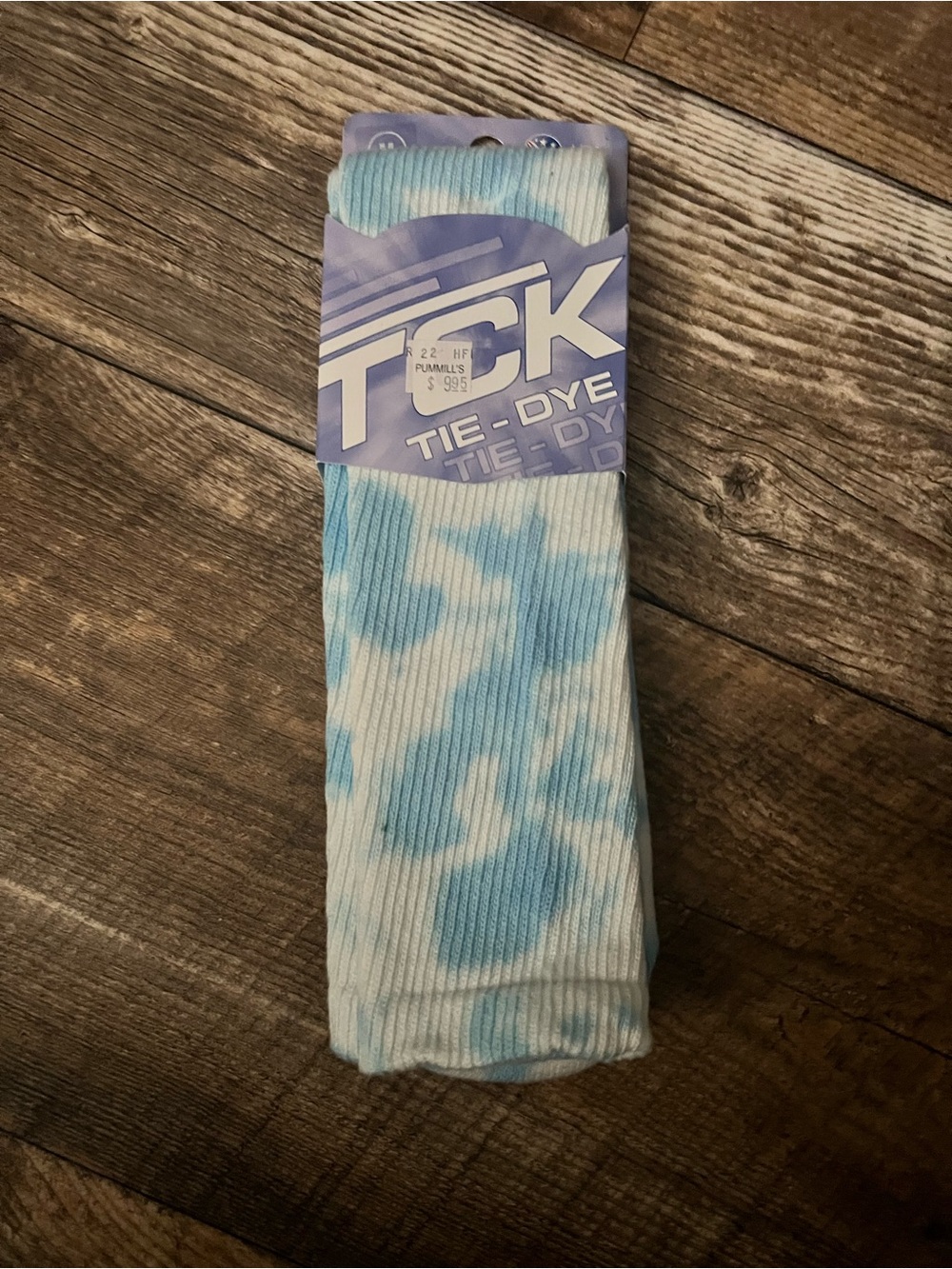 TC Tie-Dye Crew Socks - Light Blue & White